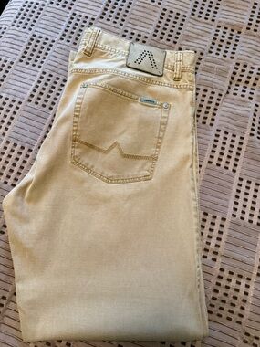 Alberto Men's Beige Jeans — Classic Straight Fit